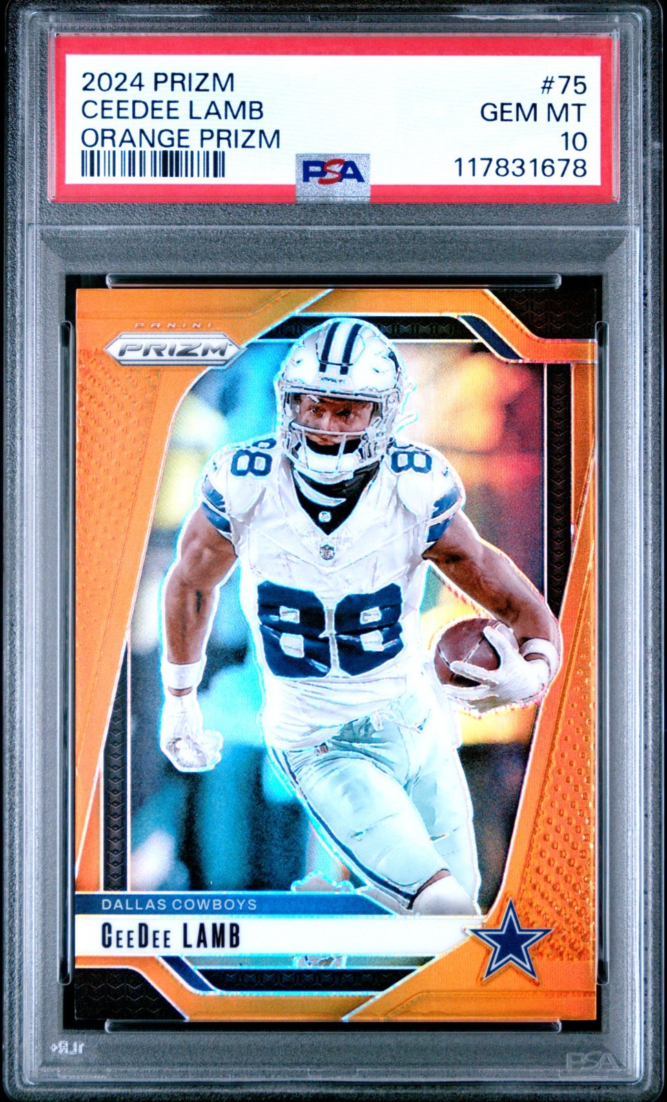 2024 Panini Prizm CeeDee Lamb #75 Orange Prizm /249 PSA 10 GEM MINT