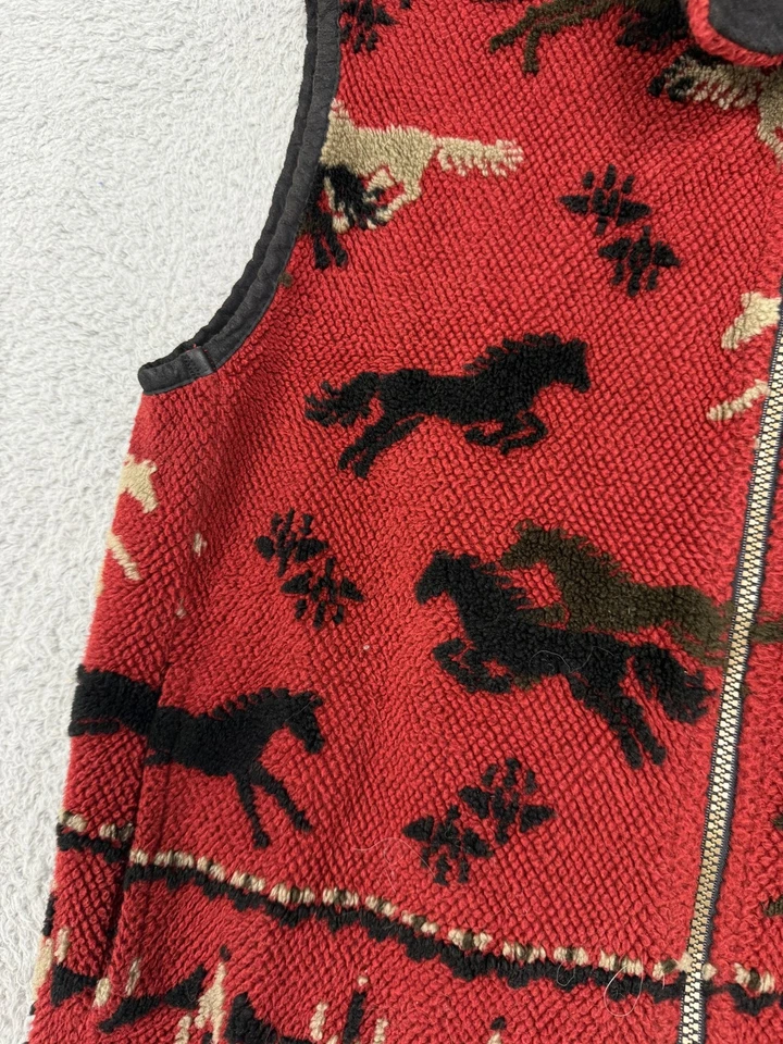 Tsunami Vest Mens Large Red Black Brown Horse Pattern Wool Blend Western Jacket - Image 3 of 4