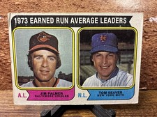 JIM PALMER TOM SEAVER Baseball 1974 Topps 1973 ERA League Leaders #206 Card