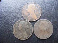 G466 Victoria Penny x 3: 1866, 1875H & 1882H FREE POSTAGE