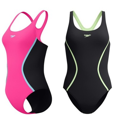 Speedo Badeanzug Schwimmanzug schwarz Damen Solid Splice Medalist Chlorbeständig