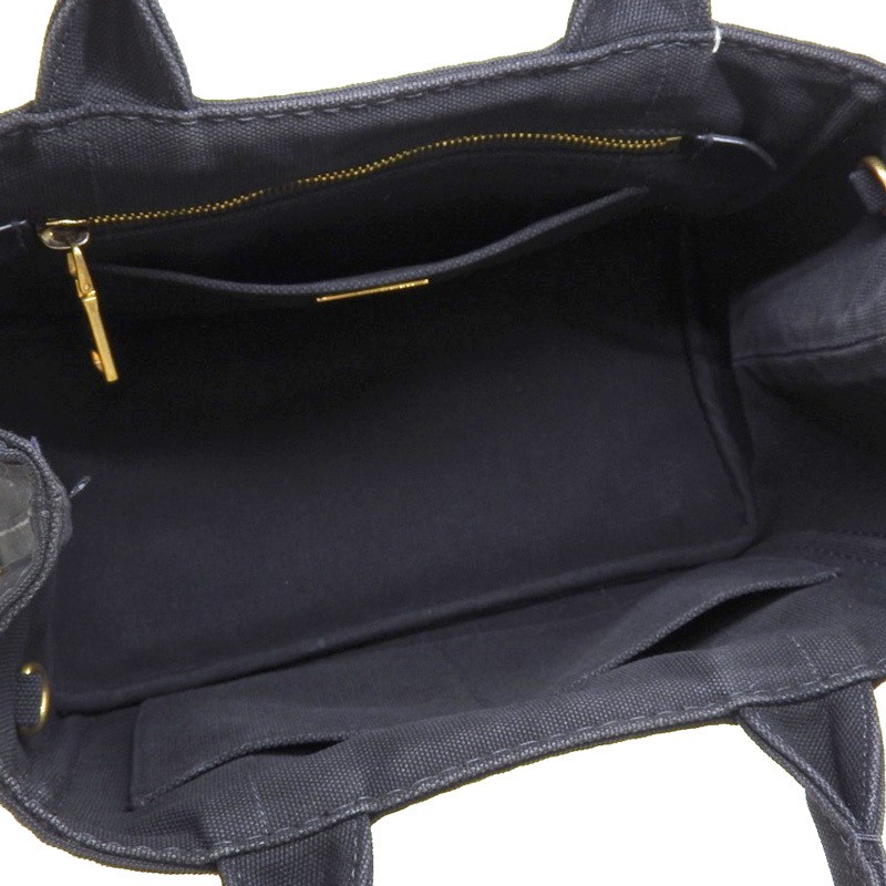 PRADA Canapa 2WAY Bag Handbag Shoulder Bag Canvas Black 1BG439 Used  OB2400 from thumbnail 6