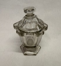 Antica zuccheriera / mostardiera in vetro con coperchio 11 cm collezionismo