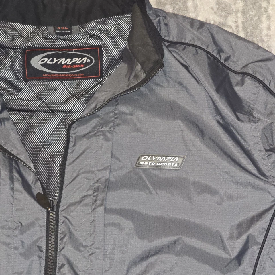 Chaqueta deportiva Olympia Moto para hombre 4XL forrada de malla cremallera completa negra/gris de gran tamaño Foto 2 de 4