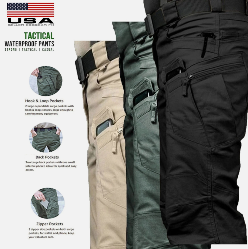 Mens Cargo Pants Work Combat Pants Outdoor Hiking Waterproof Trousers Tactical