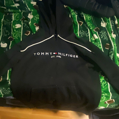 Tommy Hilfiger Men's M Black Pullover Hoodie Fleece Cotton Blend Logo