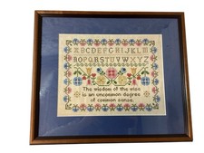 Beautiful Hand Stitched Child’s Needlepoint Sampler Framed & Matted