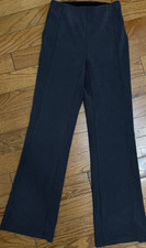 Women  s Black Solid Flat Front Dress Pants, Regular, Stretch, Recycled Polyester