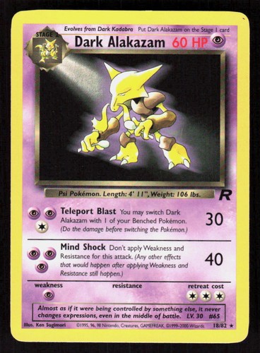 Pokemon Dark Alakazam 18/82 Unlimited Rare Team Rocket (LP)