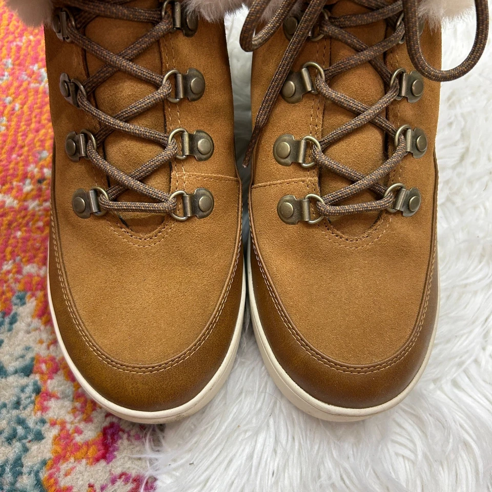 Koolaburra by UGG 棕色棕褐色毛皮系带泰恩利靴短靴栗色 9 冬 — 第 4/4 张图片