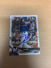 2018 Bowman Draft Card #76 Joe Gray Jr signed autograph Auto Milwaukee Brewers