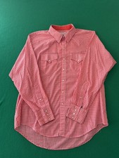 Vintage Rockmount Ranch Wear Red Pearl Snap Button Down Shirt Mens L USA