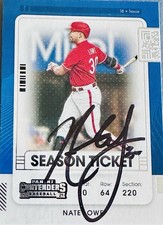 Nate Lowe Signed 2021 Panini Contenders Season Ticket #13 Rangers Auto