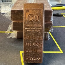 1 lb Copper Ingot/ .999 Fine Copper/ 16 oz Trapezoid Bullion Bar/ Element Copper