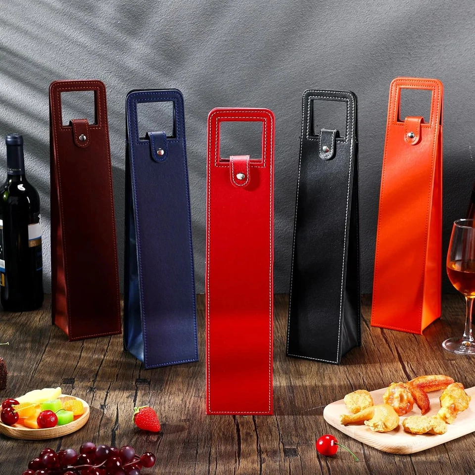 10 peças bolsa tote de vinho bolsa de vinho de couro bolsa de vinho bolsa de presente vinho única - Imagem 4 de 4