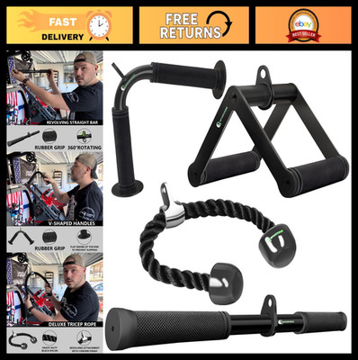 Cable Machine Attachment Set - LAT Pulldown & Weight Machine Accessories for Hom