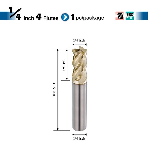 INTA Carbide Roughing End Mill - for Alloy Steels/Hardened Steels - Micro Gra... - Picture 3 of 7