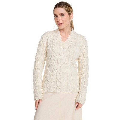 Women's Tralee V-Neck Super Soft Merino Cream Sweater