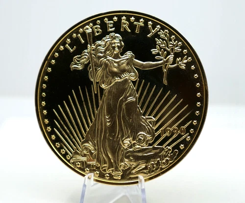🔥1990 Giant Half-Pound Golden Eagle Washington Mint 24 kt egp .999 Fine Silver!