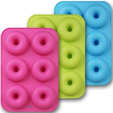 Elegant 3-Pack Silicone Donut Molds - Perfect for Family Baking Adventures