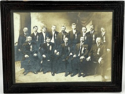Antique Original 1800's Freemasons Group Photo - Masonic Lodge Meeting