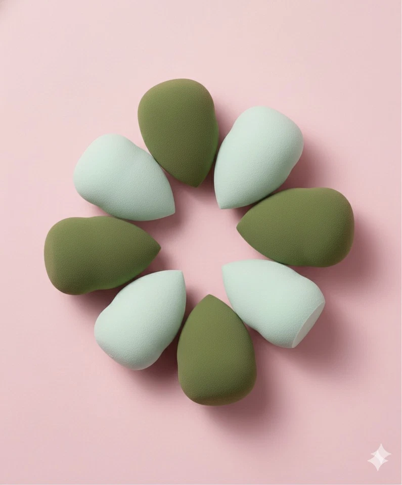 NUEVO Maquillaje Esponja Belleza Batidora, Verde, Paquete de 8, ENVÍO GRATUITO Foto 2 de 2