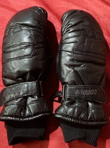 Vintage Gordini Damen schwarze Leder Fäustlinge Gr. L Ski Winter - Bild 1 von 5