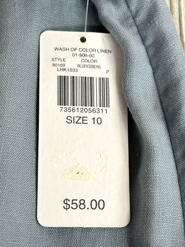 Kate Hill Linen A Line Midi Womens Blue Ice Skirt Flowy Boho Belted Size 10 NWT - Picture 4 of 10
