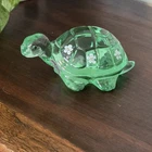 New ListingFenton Handpainted Green Glass Turtle Figurine Signed Vintage Collectible
