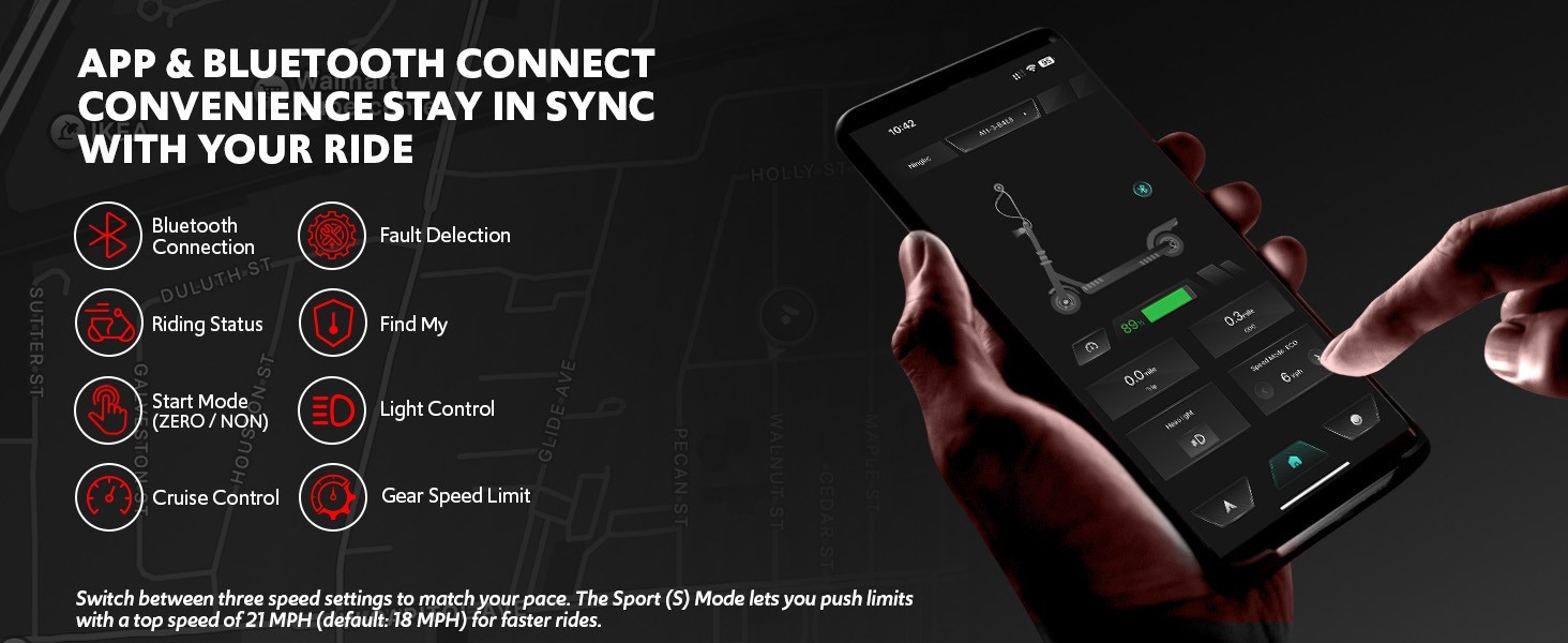 Electric Scooter Adults, Up to 21 MPH, Folding E-Scooter Built-in Side Lights