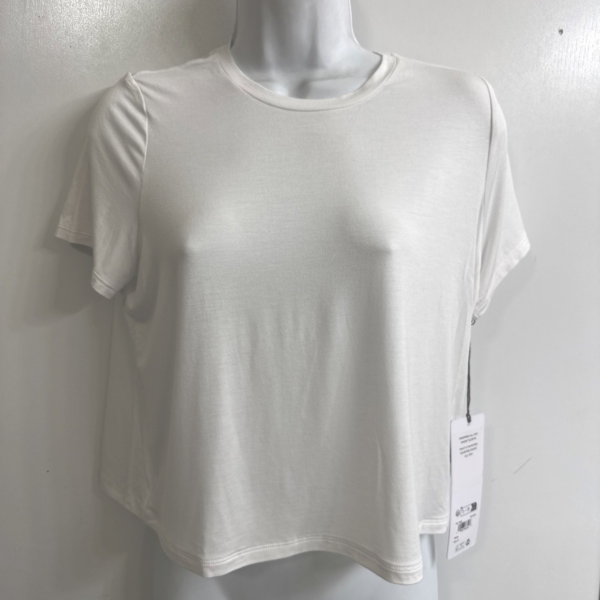 alo yoga White Cropped All Day Short Sleeve T-Shirt Crewneck New