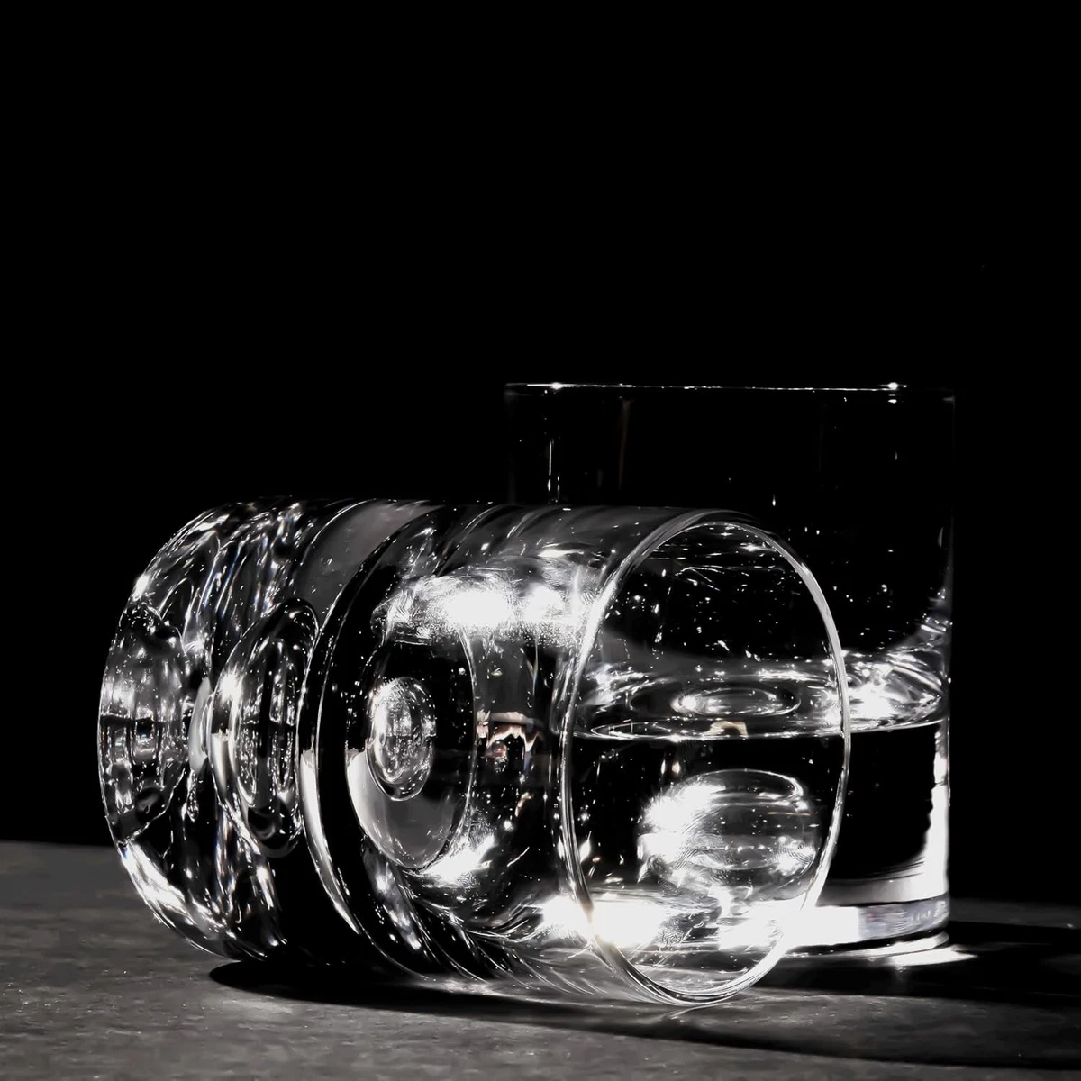 Premium Crystal Bubble Base Whiskey Glass Tumbler - 9.5Oz Set of 4 - Heavy Botto