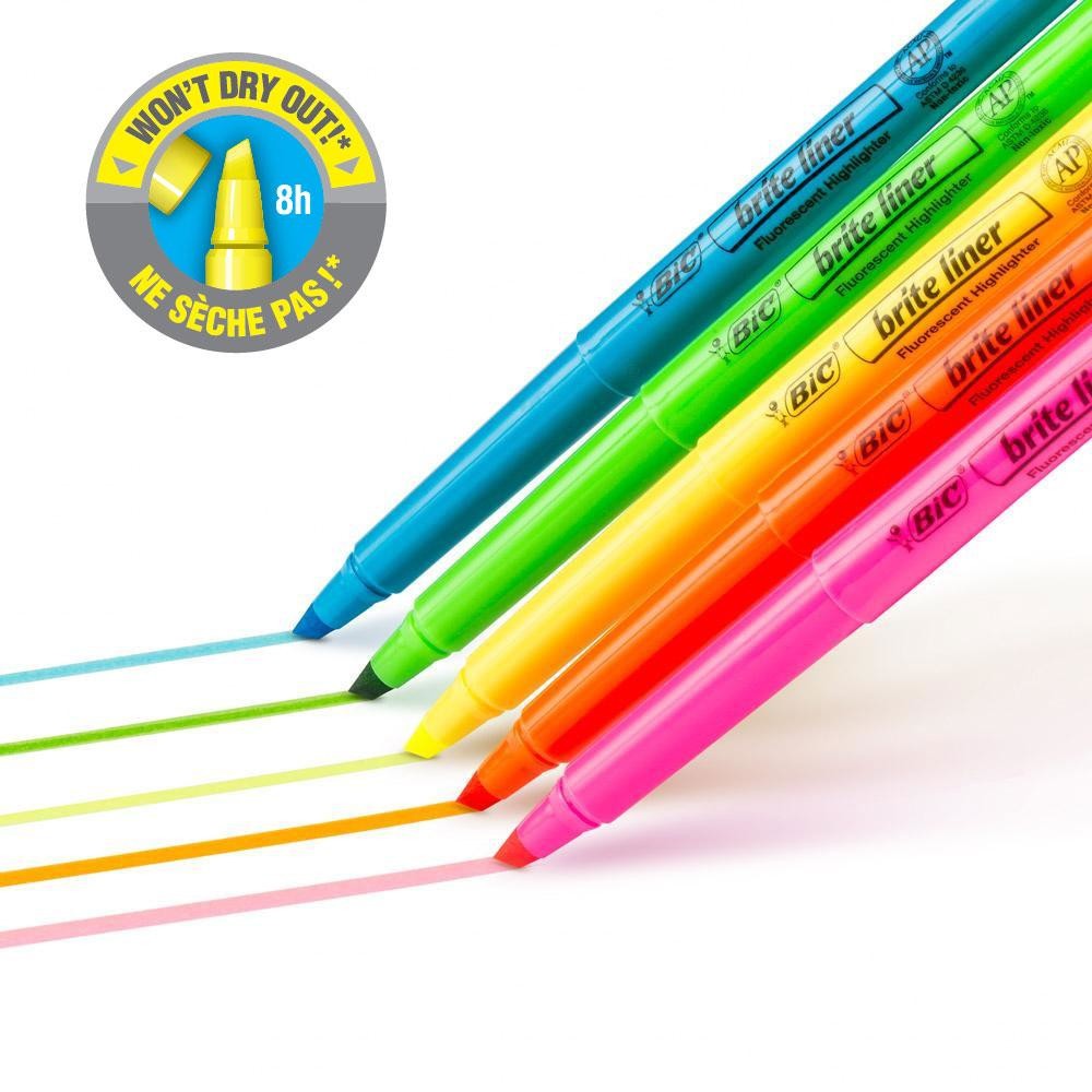 BIC Brite Liner Blue Highlighters, Chisel Tip, 12-Count Pack