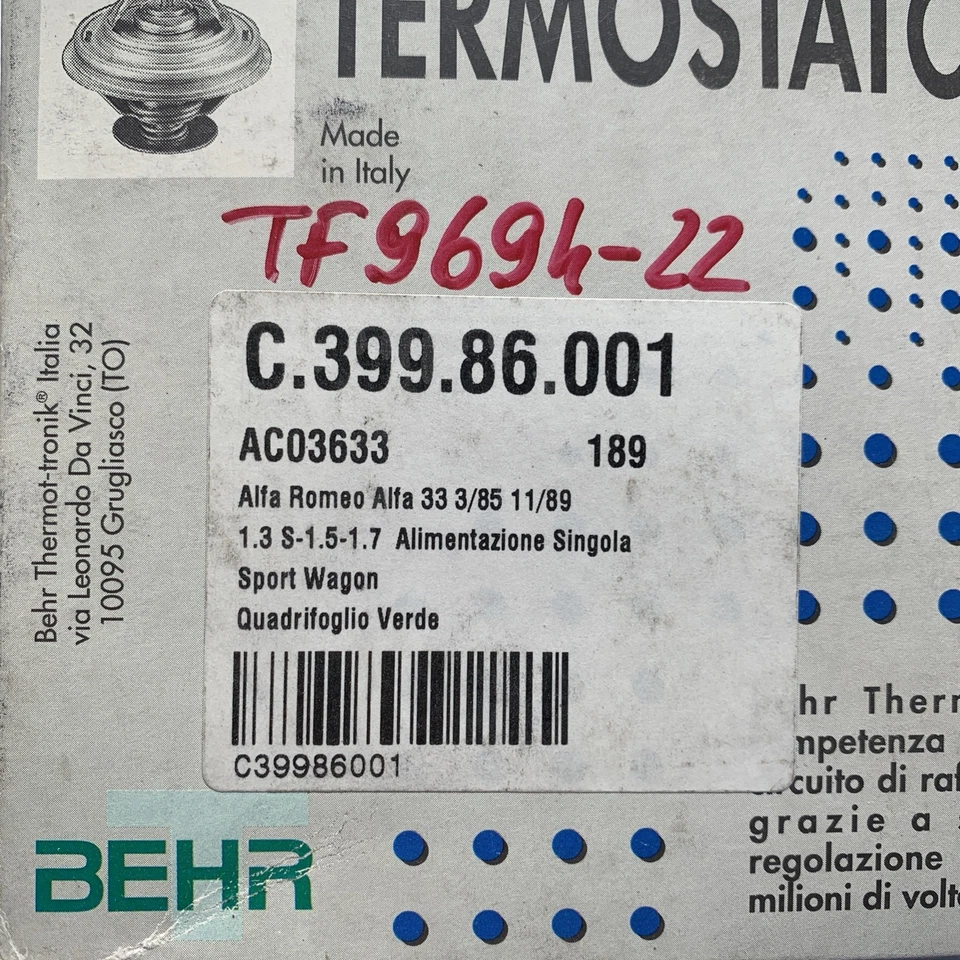 Thermostat Moteur Alfa Romeo 33 1.3 S - 1.5 - 1.7 - 145-146 1.4 - 1.6 - 1.7 OEM - Photo 4/4
