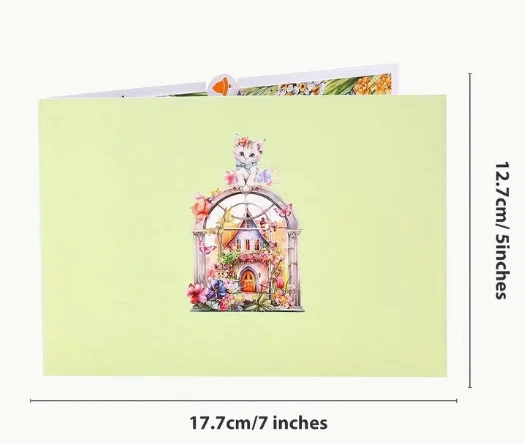 CARTÃO POP-UP 3D - Jardim floral de gatos - Perfeito para todas as ocasiões - Imagem 3 de 3
