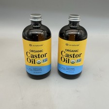 2 Pack 16oz Organic Castor Oil Glass Bottle USDA Certified Organic Exp 04/26