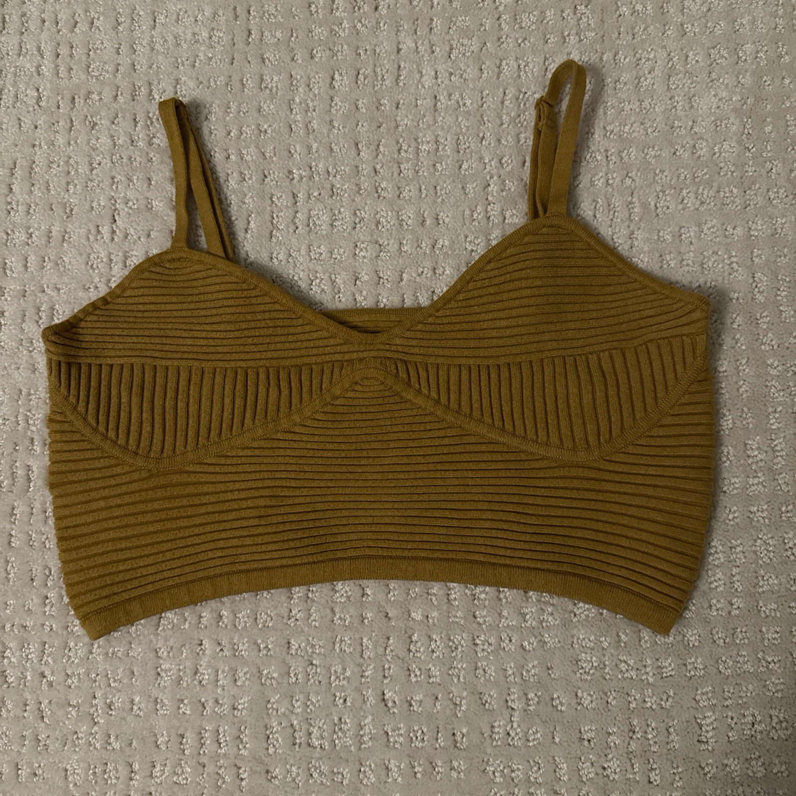 Aerie Women’s Ribbed Cropped Tank Top Mustard Yellow Size Large