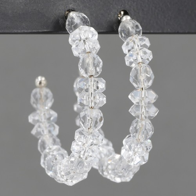 #ad Deb Guyot Designs HSN Herkimer Quartz Beaded Sterling Silver 1.5quot; Hoop Earrings $49.99