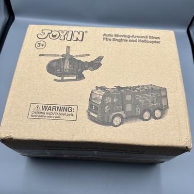 JOYIN Auto Moving-Around Siren Fire Engine and Helicopter'' toy set
