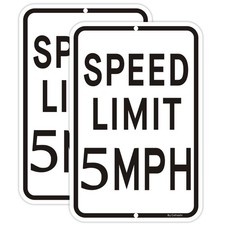 2-Pack 18x12in 'Speed Limit 5 MPH' Reflective Rust-Free Aluminum Signs