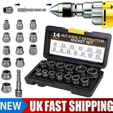 14pc Bolt Extractor Impact Socket Set 3/8" Dr Damaged/Rounded Nut Removal Tool