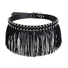 Punk Style Belt Studded Design Sash Fringe Decoration For Women Men