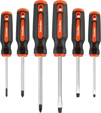 Valuemax 6-Piece Magnetic Screwdriver Set, 3 Phillips and 3 Flat Tip Screwdriver