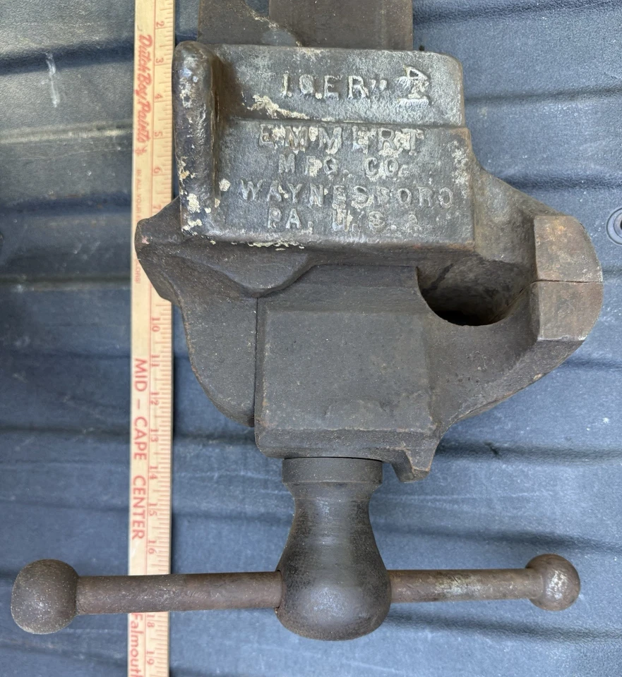 Tornillo de banco antiguo raro Emmert Mfg Co Tiger No.41 - Waynesboro PA EE. UU. Foto 3 de 4