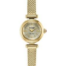 Citizen Fio Eco-Drive Gold Tone Stainless Steel Mesh Ladies Watch EG7086-57P