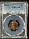 1950  1C RD Lincoln Wheat One Cent  PCGS MS65RD  57506512