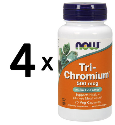 4 x NOW Foods Tri-Chromium, 500mcg - 90 vcaps (91,64 EUR/kg)