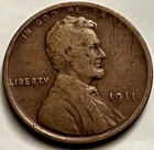 1911 Lincoln Wheat Cent Philadelphia G-VG Reverse Corrosion Damage Penny BN946
