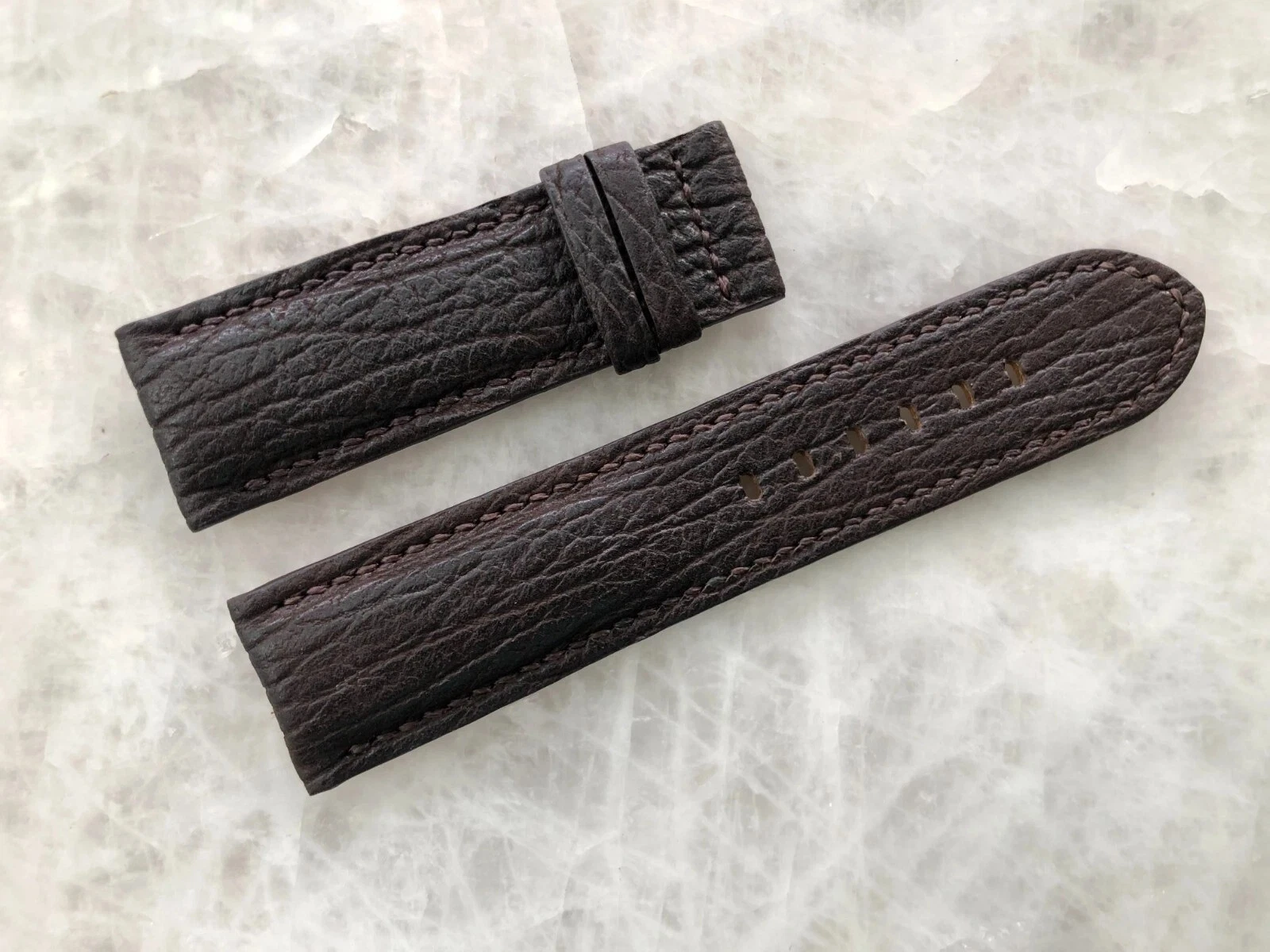 24mm/22mm Brown Print Leather Watch Strap Band