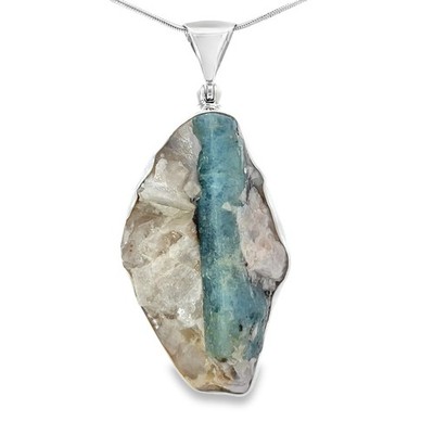 Starborn Aquamarine in Matrix Pendant Necklace (22'')